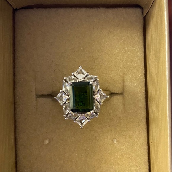 Green Chrome Diopside Rhodium Over Silver Ring - Picture 9 of 11